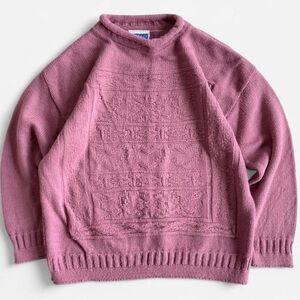Vintage Cape Cod Sportswear Mauve Tone Hearts Knit Acrylic Sweater